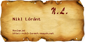 Nikl Lóránt névjegykártya